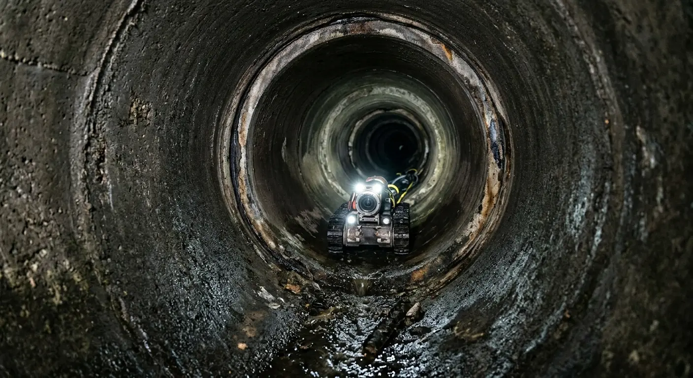 Robotic sewer camera inspecting pipe interior for Sewer Line Repair in Georgetown